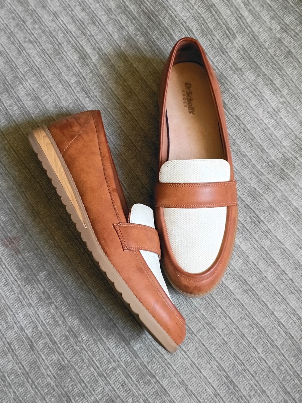 Dr. Scholl's Jetset Band Comfort Loafers Brown White Women Size 9.5M